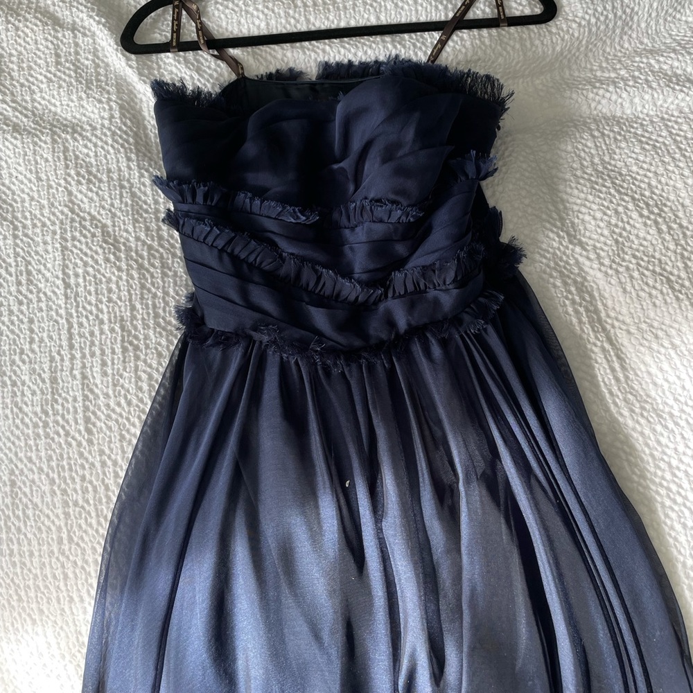 Navy Blue, Monique Lhuillier floor-length dress, size 2, length altered - Picture 4 of 6